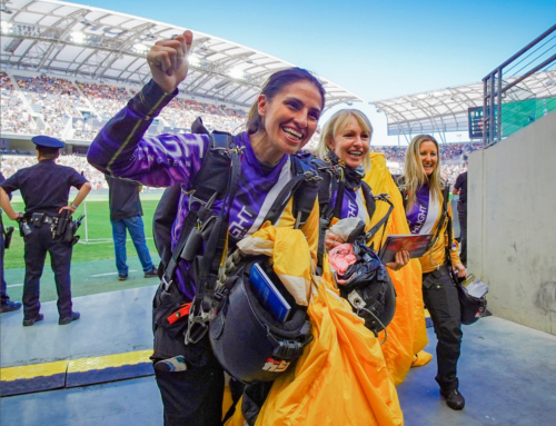 Angel City FC field (and sky) taken over by Highlight Pro Skydiving Team to champion women and equality